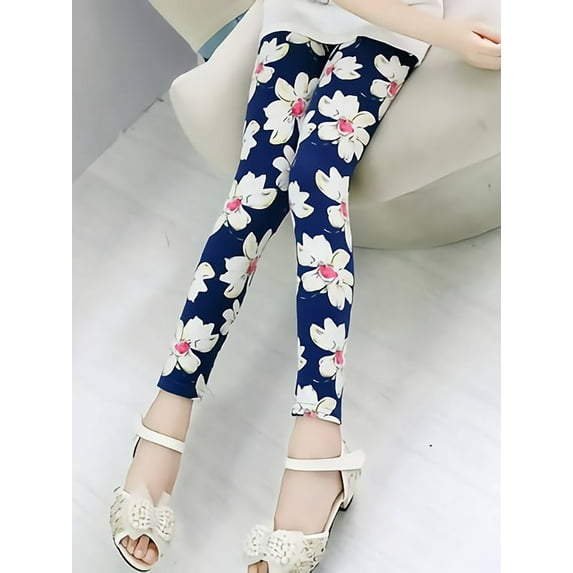 Spring Summer Kids Girls Printed Leggings Children Milk Silk Stretchy Footless Leggings Ankle Length
