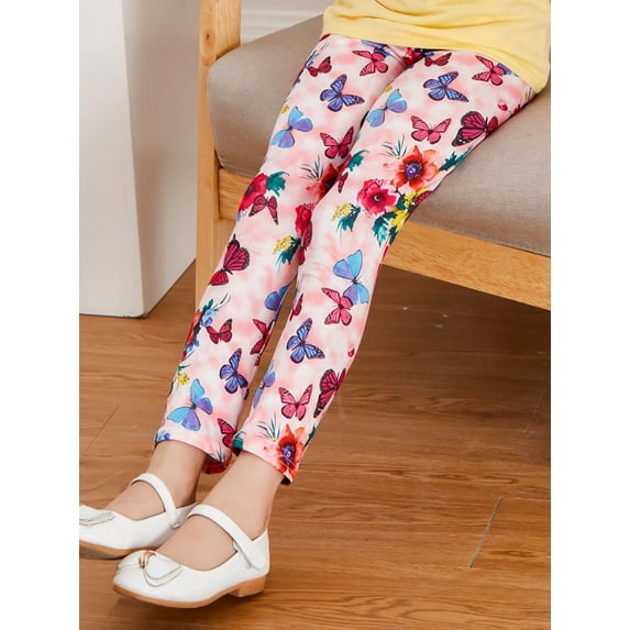 Spring Summer Kids Girls Printed Leggings Children Milk Silk Stretchy Footless Leggings Ankle Length