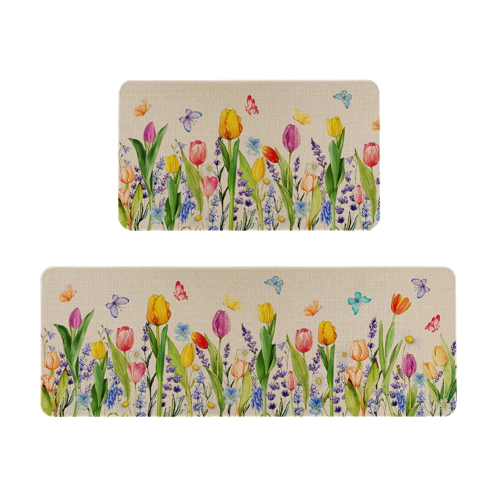 Spring Summer Kitchen Carpet (2 Pieces) Kitchen Carpet Washable Cushion