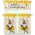 thumbnail image 1 of Spring Summer Kitchen Curtains 3 Piece Set Summer Bees Gnomes Curtains Valance & Tiers for Kitchen Home Indoor Cafe 36 Inch Short Window Curtain Over Sink Window Farmhouse Spring Decor, 1 of 6
