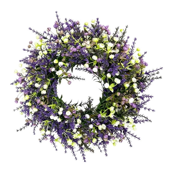 Spring Summer Lavender Door Wreath - 32cm Wreaths for Front Door Decor - Wreath Decorations for Spring Summer Home Door Outside Wall Indoor Outdoor