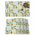 thumbnail image 1 of Spring Summer Lemon Flower Daisy Placemats Set of 6,Wipeable Washable Table Mats for Dining Tables, Retro Botantical Place Mats for Kitchen Event Party Tabletop Decor, 1 of 9