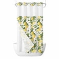 thumbnail image 1 of Spring Summer Lemon No Hook Shower Curtain with Snap in Liner Leaf Flower White Wood Grain Waterproof Bathroom Shower Curtain with See Through Top Window for Bathtub 54" x 78", 1 of 9