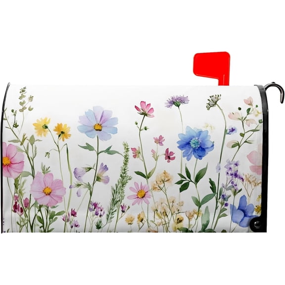 Spring Summer Mailbox Covers Magnetic Colorful Floral Flowers Post Letter Box Cover for Garden Standard Size 21x18 in Mailbox Wraps for Yard Home Decor