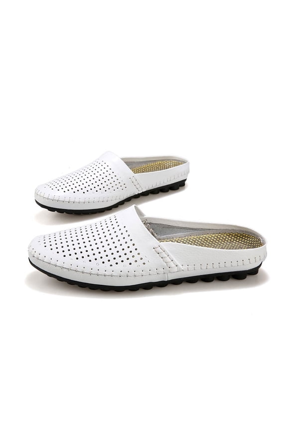 Spring Summer Men's Casual Hollow Loafers Slip On Leather Shoes Male Lightweight Slippers Driving Shoes Moccasins Classic Penny Loafer Flats Boat Shoes