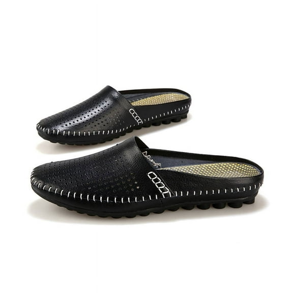 Spring Summer Men's Casual Hollow Loafers Slip On Leather Shoes Male Lightweight Slippers Driving Shoes Moccasins Classic Penny Loafer Flats Boat Shoes