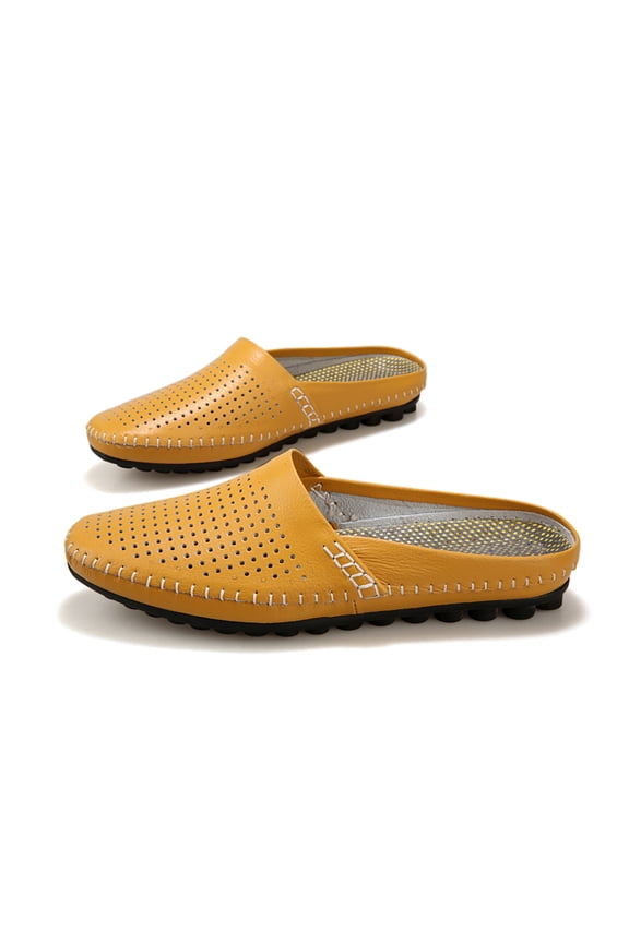 Spring Summer Men's Casual Hollow Loafers Slip On Leather Shoes Male Lightweight Slippers Driving Shoes Moccasins Classic Penny Loafer Flats Boat Shoes