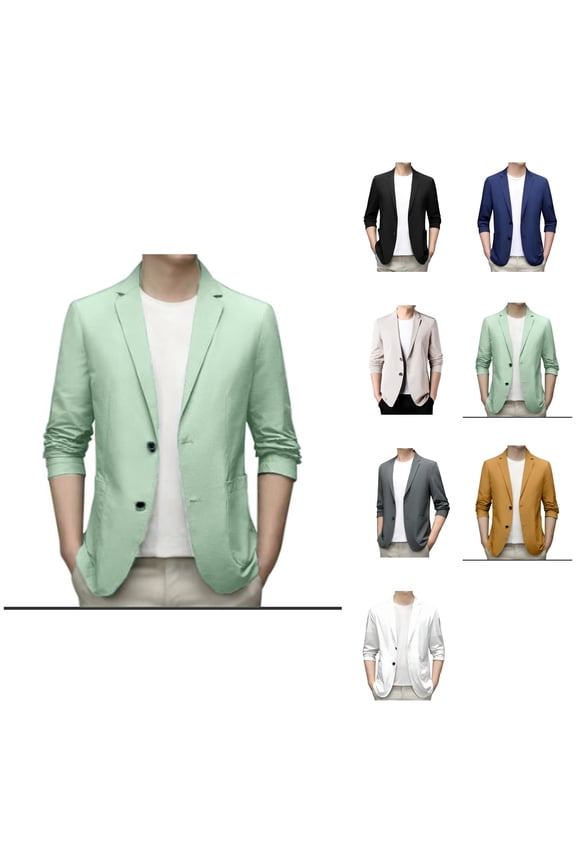 Spring Summer Men's Lightweight Casual Suit Jacket, Two Button Slim Fit, Stretch Sport Coats