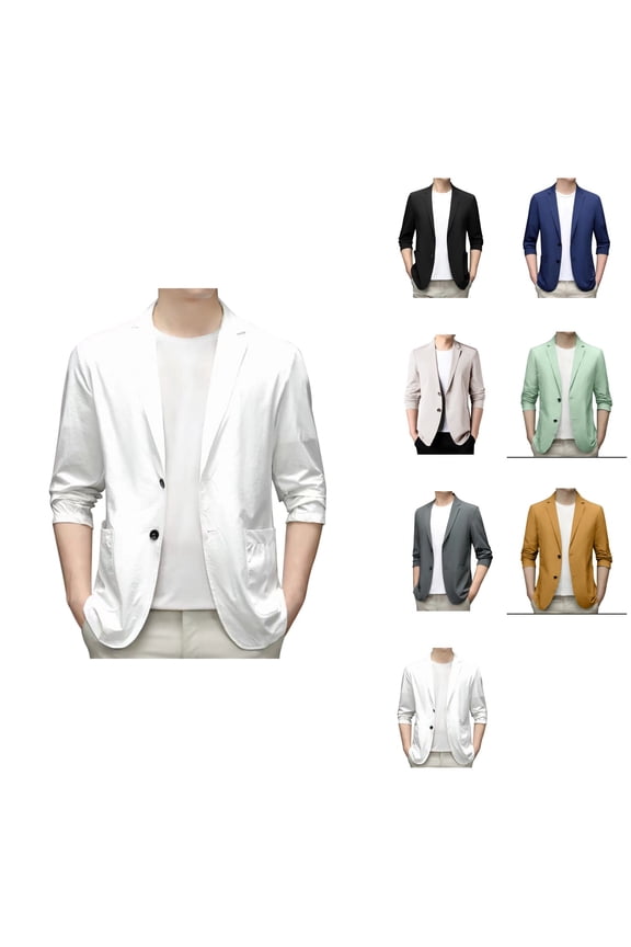 Spring Summer Men's Lightweight Casual Suit Jacket, Two Button Slim Fit, Stretch Sport Coats