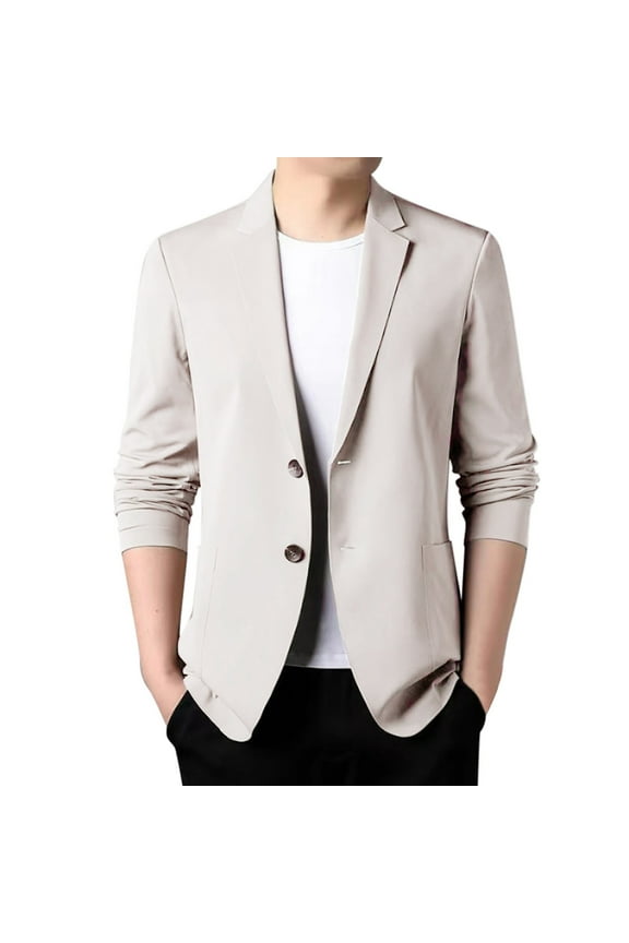 Spring Summer Men's Lightweight Summer Suit Jacket Casual Stretch Slim Fit Button Sport Coats