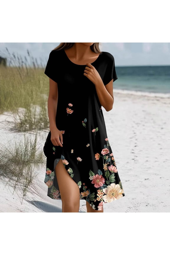 Spring Summer Midi Dresses for Women 2026 Elegant Classy Wedding Guest Floral Formal Cocktail Prom Dress