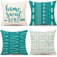 thumbnail image 1 of Spring Summer Modern Throw Pillow Covers 18 x 18 Inch Set of 4, Home Sweet Home Farmhouse Holiday Green Cushion Case for Home Sofa Couch Decoration TH194, 1 of 6