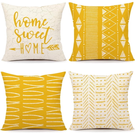 Spring Summer Modern Throw Pillow Covers 18 x 18 Inch Set of 4, Home Sweet Home Farmhouse Holiday Green Cushion Case for Home Sofa Couch Decoration TH194