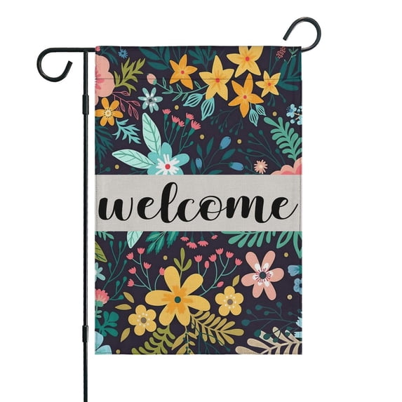 Spring Summer Multicolored Flower Leaves Garden Flag 12.5x18 Inch Double Side for Outdoor Courtyard Garden Decor Flowers Welcome Holiday Flag for Outside Decoration