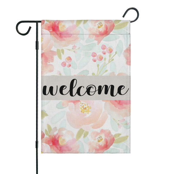 Spring Summer Multicolored Flower Leaves Garden Flag 12.5x18 Inch Double Side for Outdoor Courtyard Garden Decor Flowers Welcome Holiday Flag for Outside Decoration