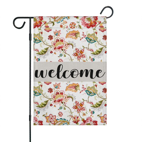 Spring Summer Multicolored Flower Leaves Garden Flag 12.5x18 Inch Double Side for Outdoor Courtyard Garden Decor Flowers Welcome Holiday Flag for Outside Decoration