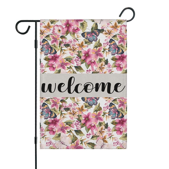 Spring Summer Multicolored Flower Leaves Garden Flag 12.5x18 Inch Double Side for Outdoor Courtyard Garden Decor Flowers Welcome Holiday Flag for Outside Decoration
