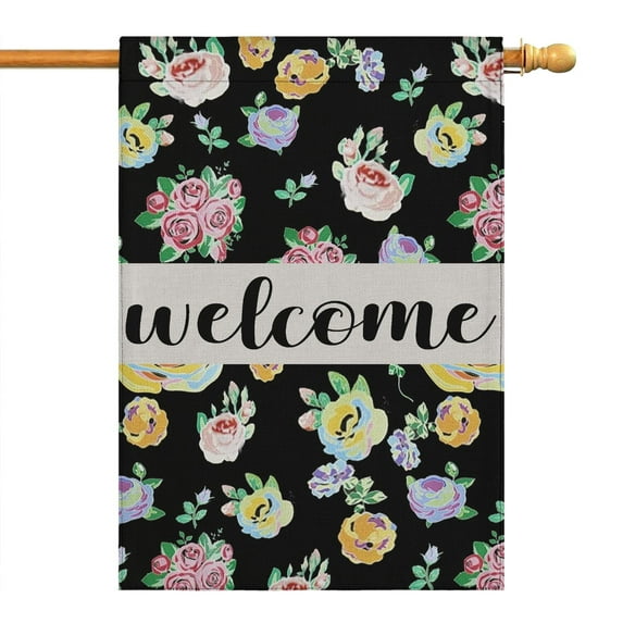 Spring Summer Multicolored Flower Leaves Garden Flag 28x40 Inch Double Side for Outdoor Courtyard Garden Decor Flowers Welcome Holiday Flag for Outside Decoration