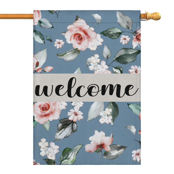 Spring Summer Multicolored Flower Leaves Garden Flag 28x40 Inch Double Side for Outdoor Courtyard Garden Decor Flowers Welcome Holiday Flag for Outside Decoration