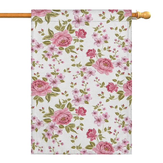 Spring Summer Multicolored Flower Leaves Garden Flag 28x40 Inch Double Side for Outdoor Courtyard Garden Decor Flowers Welcome Holiday Flag for Outside Decoration