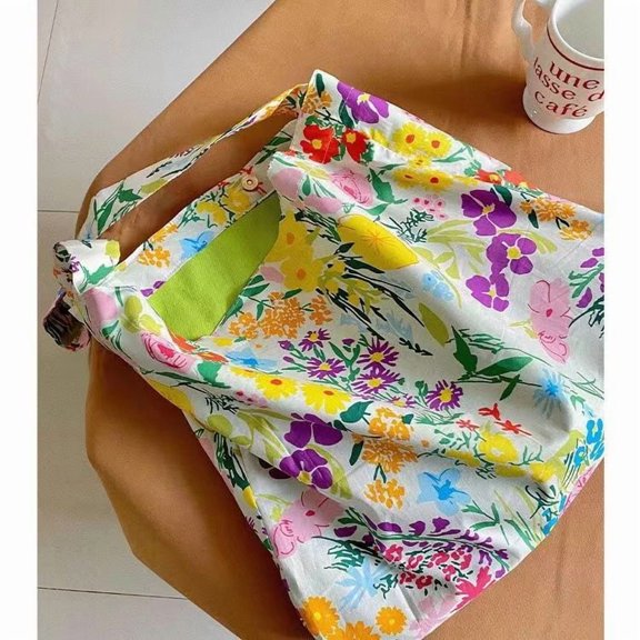 Spring/Summer New Arrival Women's Bag with Japanese and Korean Flowers, Single Shoulder Crossbody Bag, Large Capacity Cloth Bag, Small and Fresh Ladies' Cloth Bag