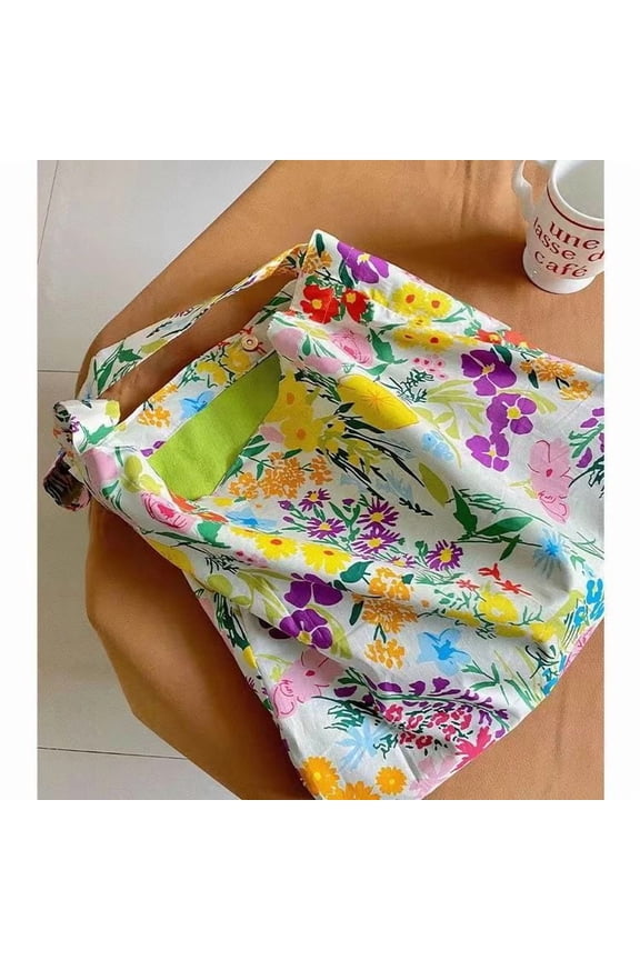 Spring/Summer New Arrival Women's Bag with Japanese and Korean Flowers, Single Shoulder Crossbody Bag, Large Capacity Cloth Bag, Small and Fresh Ladies' Cloth Bag