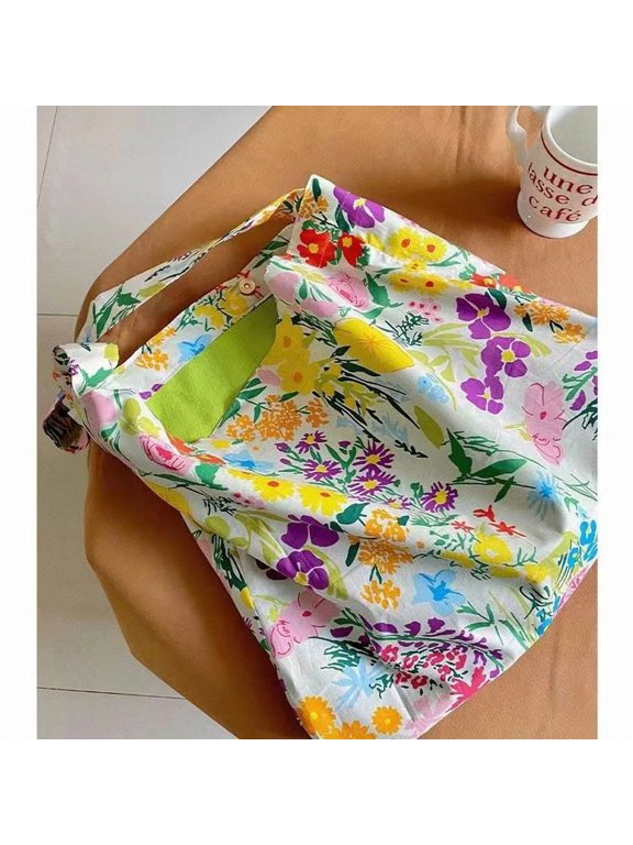 Spring/Summer New Arrival Women's Bag with Japanese and Korean Flowers, Single Shoulder Crossbody Bag, Large Capacity Cloth Bag, Small and Fresh Ladies' Cloth Bag