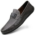 thumbnail image 1 of Spring Summer New Men's Casual Hollow Loafers Slip On Breathable Leather Flats Boat Shoes Driving Shoes Moccasins Comfort Walking Shoes, 1 of 2