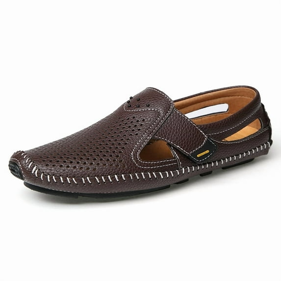 Spring Summer New Men's Casual Hollow Loafers Slip On Breathable Leather Flats Boat Shoes Driving Shoes Moccasins Comfort Walking Shoes