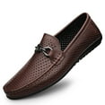thumbnail image 1 of Spring Summer New Men's Casual Hollow Loafers Slip On Breathable Leather Flats Boat Shoes Driving Shoes Moccasins Comfort Walking Shoes, 1 of 11
