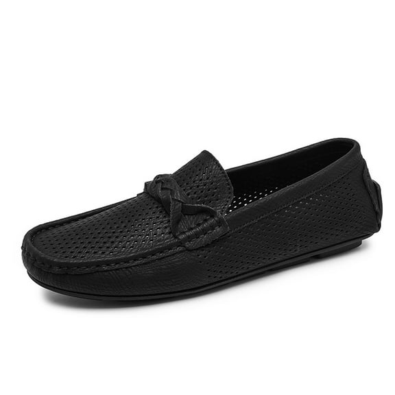 Spring Summer New Men's Casual Hollow Loafers Slip On Breathable Mesh Leather Flats Boat Shoes Driving Shoes Moccasins
