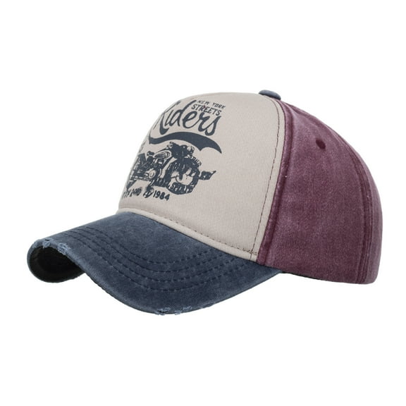 Spring Summer New Washed Color-Block RIDES Motorcycle Baseball Cap Sun Hat Visor Hat