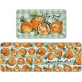 thumbnail image 1 of Spring Summer Orange Kitchen Rugs Set of 2, Stay Fresh Fruit Green Plaid Check Stripes Farmhouse Kitchen Mats Decor, Squeeze Me Seasonal Floor Door Mat Home Decorations -17x30 and 17x47 Inch, 1 of 1