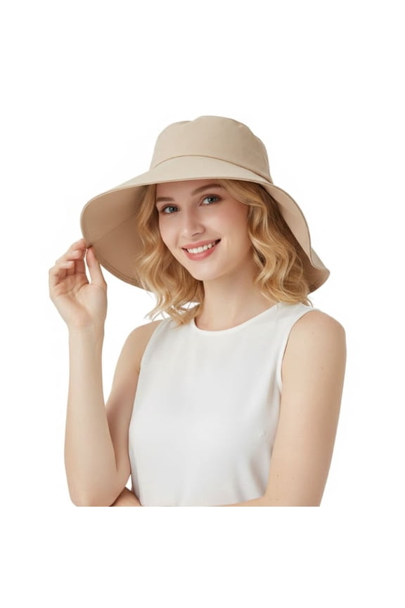 Spring Summer Outdoor Wide Brim Double Layer Sun Spring Summer, Women’s Korean Style Shawl Fisherman Hat, Quick Dry Waterproof UV Protection Cap