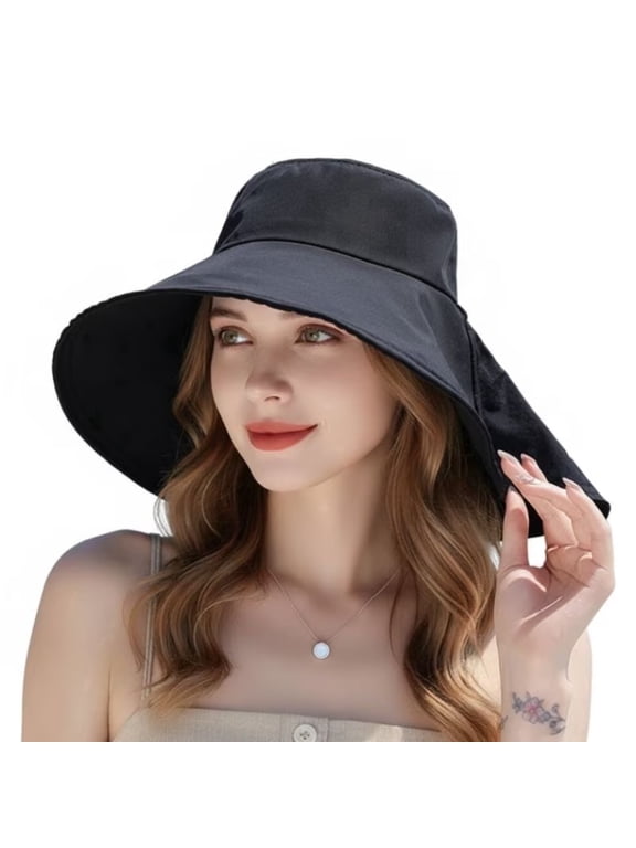 Spring Summer Outdoor Wide Brim Double Layer Sun Spring Summer, Women’s Korean Style Shawl Fisherman Hat, Quick Dry Waterproof UV Protection Cap