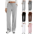 thumbnail image 1 of Spring Summer Pants for Women Soft Lounge Wide Leg Sweat Pants Elastic Waist Mid-Weight Pajama Pants with Pockets, #02 Light Gray S, 1 of 6