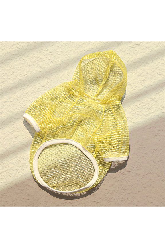 Spring Summer Pet Dog Cat Vest Shirt - Yellow Color, Breathable Mesh Design With Hood - For Small Medium Large Pets, Daily Wear, Outdoor Activities, Indoor Comfort