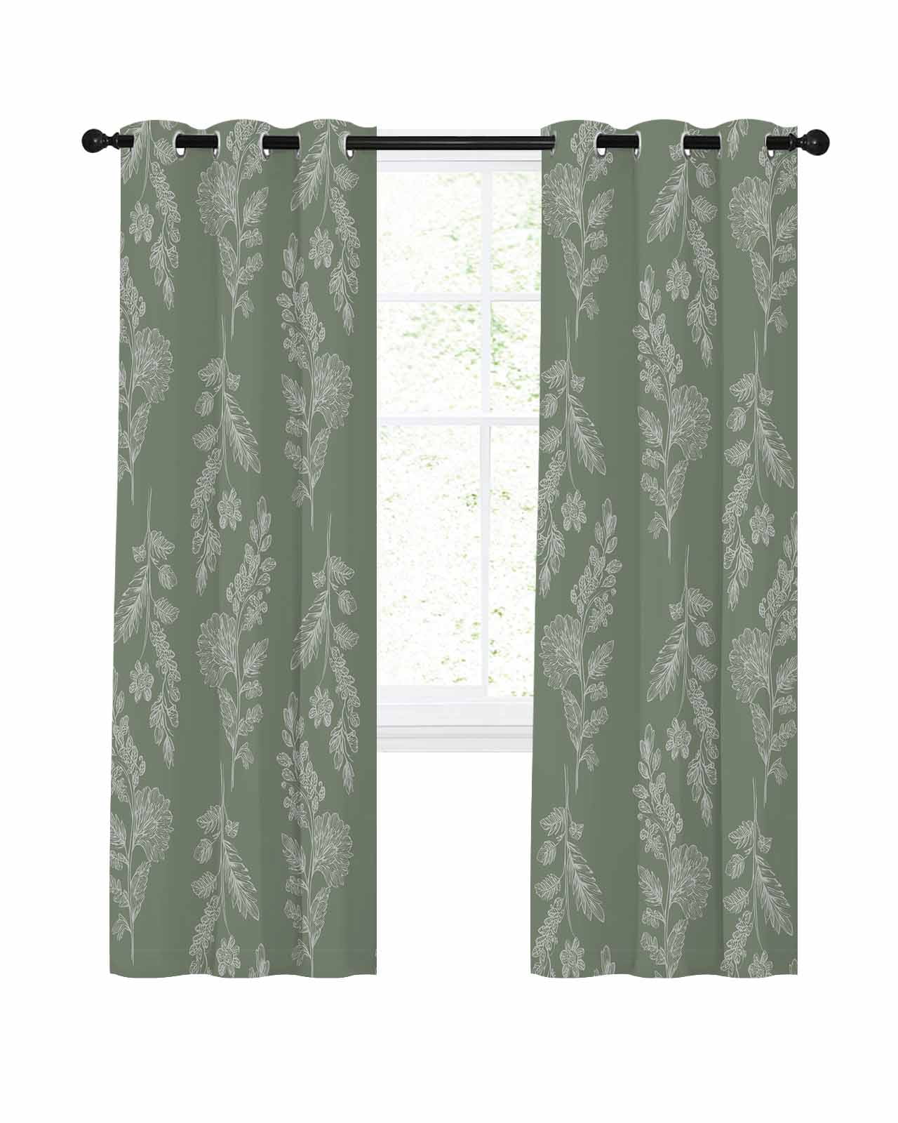 Spring Summer Plant Blackout Curtains for Bedroom Living Room, Flowers ...