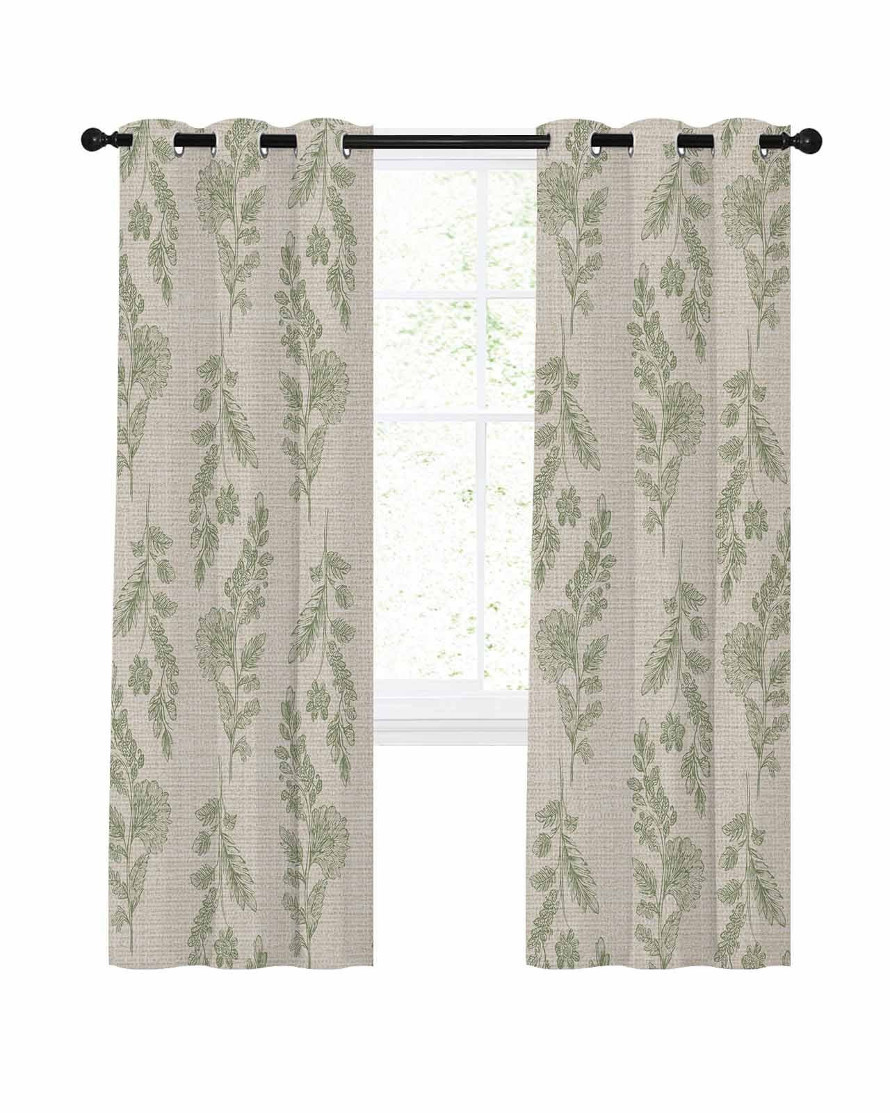 Spring Summer Plant Blackout Curtains for Bedroom Living Room, Flowers ...