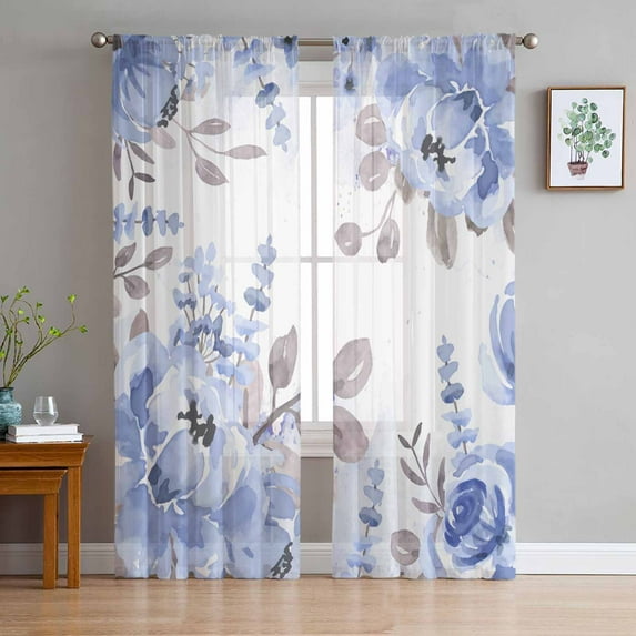 Spring Summer Plants Chamomile Bedroom Transparent Sheer Curtains Holiday ration Window Voile Tulle Curtain