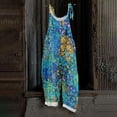 thumbnail image 1 of Spring Summer Plus Size Boho Overalls for Women Hippie Cloth Floral Printed Jumpsuits Spaghetti Strap Rompers Blue 5XL, 1 of 3