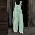 thumbnail image 1 of Spring Summer Plus Size Boho Overalls for Women Hippie Cloth Floral Printed Jumpsuits Spaghetti Strap Rompers Green S, 1 of 3