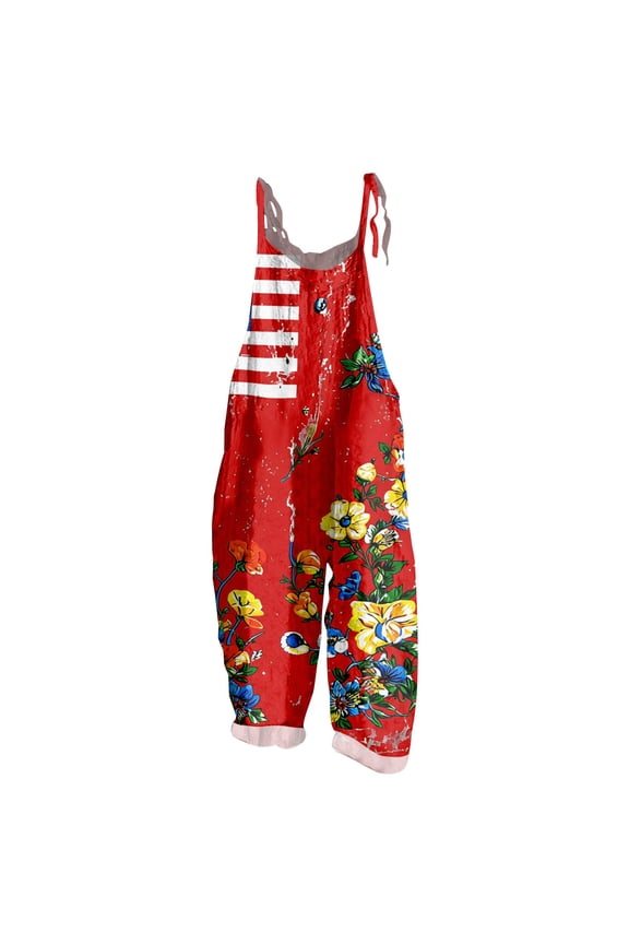 Spring Summer Plus Size Boho Overalls for Women 2026 Hippie Cloth Floral Printed Jumpsuits Spaghetti Strap Rompers