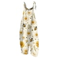 thumbnail image 1 of Spring Summer Plus Size Boho Overalls for Women Cloth Floral Printed Jumpsuits Spaghetti Strap Rompers Beige 3XL, 1 of 3