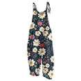 thumbnail image 1 of Spring Summer Plus Size Boho Overalls for Women Cloth Floral Printed Jumpsuits Spaghetti Strap Rompers Gray M, 1 of 3