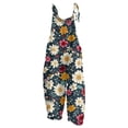 thumbnail image 1 of Spring Summer Plus Size Boho Overalls for Women Cloth Floral Printed Jumpsuits Spaghetti Strap Rompers White 3XL, 1 of 3