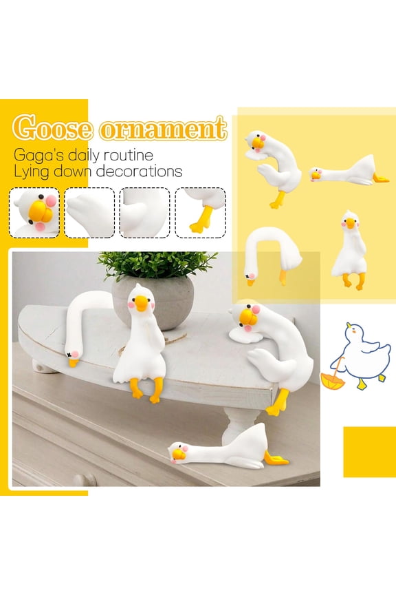 Spring & Summer Porch Goose Outfits,4 Piece Figurine Set, Computer Monitor Decoration, Cute Statues, Suitable For Car Dashboards, Fun Desktop/TV/photo Frame Decorations.(D-4PCS)