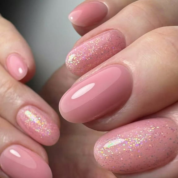 Spring Summer Press On Nail Short Oval False Nail Glossy Acrylic Stick on Nail