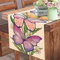 thumbnail image 1 of Spring Summer Purple Butterfly Table Runner, Daisy Flower Floral Kitchen Dining Table Decoration, Seasonal Burlap Indoor Outdoor Home Decor Party Supply, 1 of 3