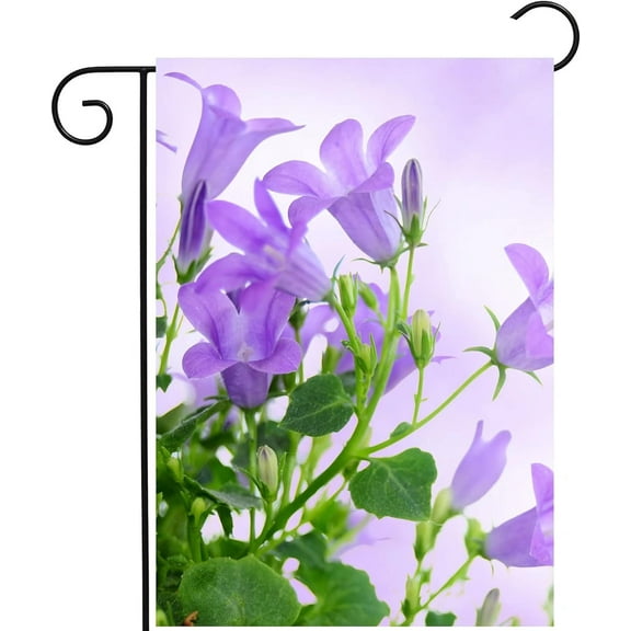 Spring Summer Purple Floral Flowers Plant Field Farm Seasonal Garden Yard Flag 12 x 18 Inch, Double Sided Outdoor Decorative Welcome flags Banners for Home House Lawn Patio
